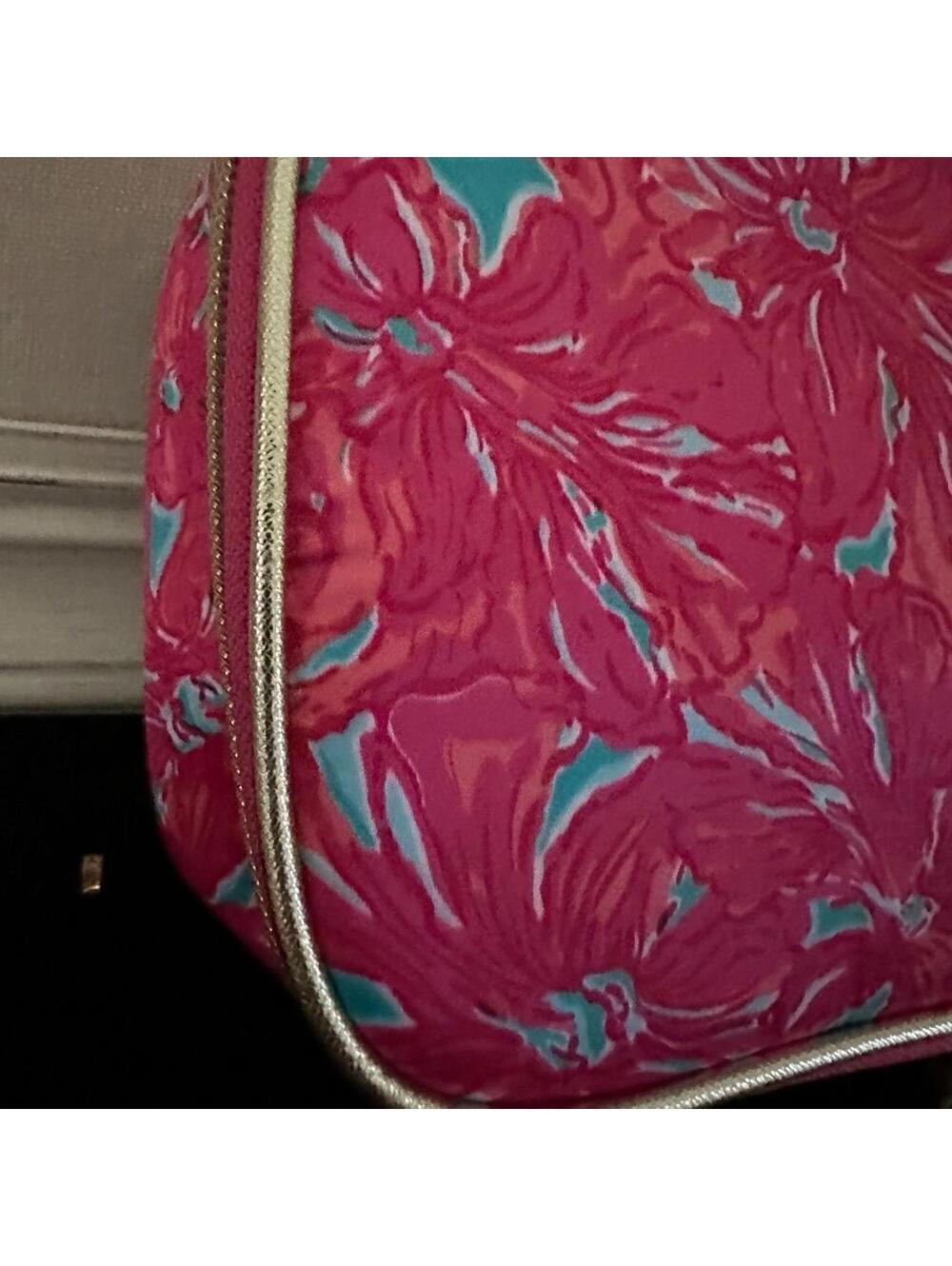 Vintage 2015 Lilly Pulitzer cosmetic case gold plate logo - Picture 4 of 14